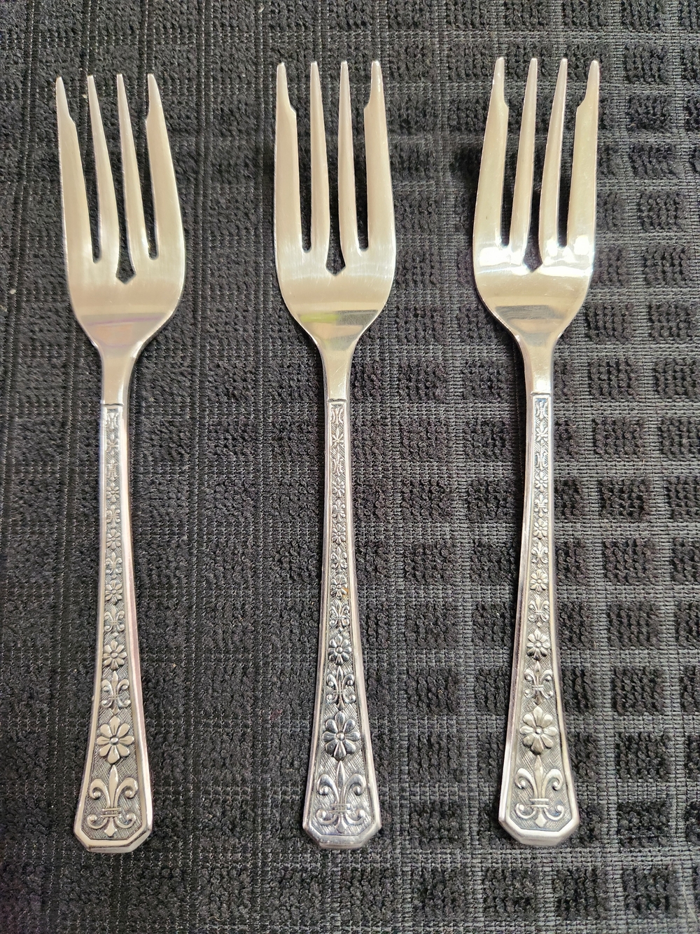 3 Japanese 1960s Flower Floral Interpur Florenz Stainless Steel Dinner Forks